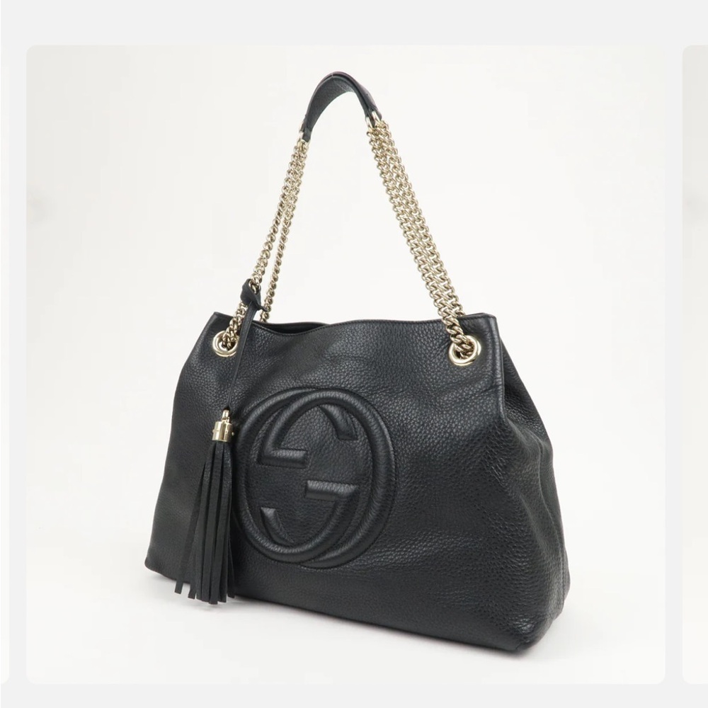 GUC - Gucci Soho Black Cellarius Pebbled Leather Soho Bag